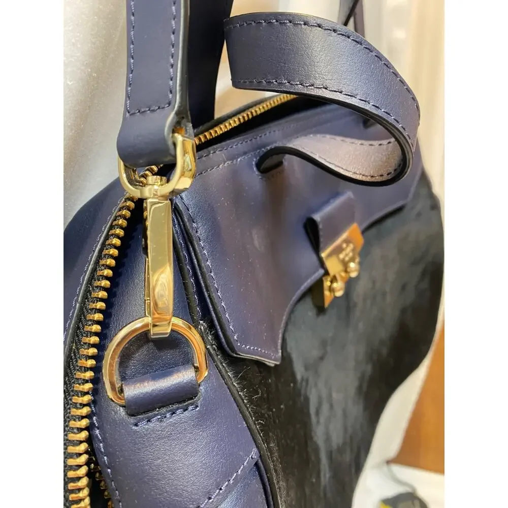 Kate Spade Navy Blue Calf-Hair Shoulder Crossbody Bag